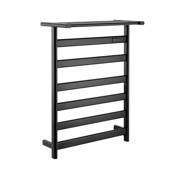 AB322  With Shelf Heated Towel Rail | Electric Towel Rack |  304 Stainless Steel | Carbon Fiber Heating | Wall Mounted | Smart Control | Black | White